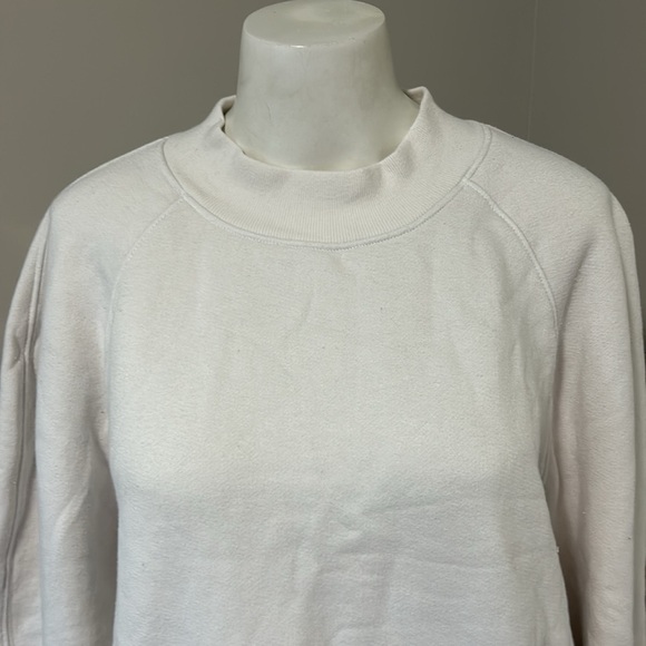 AGOLDE Tarron Mock Neck Sweatshirt Raglan Sleeve Pullover Cream Sz L NEW - Picture 5 of 14
